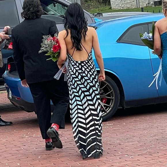 JASZ beaded black and silver prom dress worn once - Picture 3 of 7